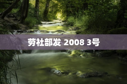 劳社部发 2008 3号
