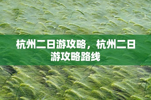 杭州二日游攻略，杭州二日游攻略路线
