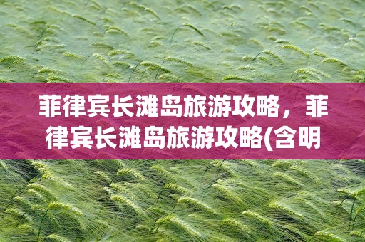 菲律宾长滩岛旅游攻略，菲律宾长滩岛旅游攻略(含明细费用)