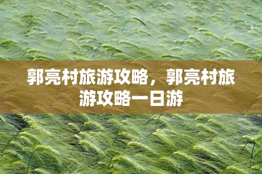 郭亮村旅游攻略，郭亮村旅游攻略一日游