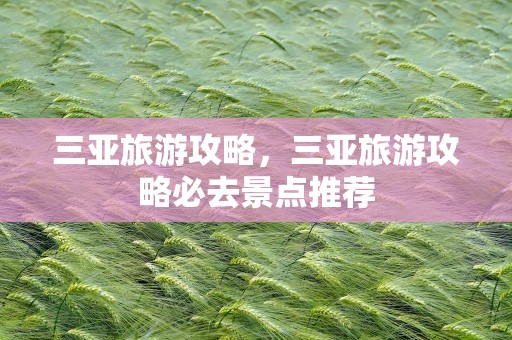三亚旅游攻略，三亚旅游攻略必去景点推荐