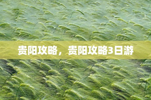 贵阳攻略，贵阳攻略3日游