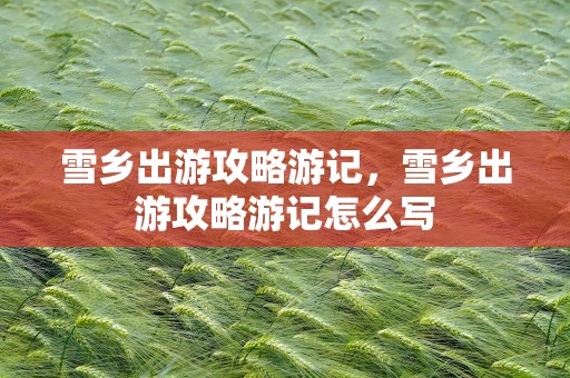 雪乡出游攻略游记，雪乡出游攻略游记怎么写
