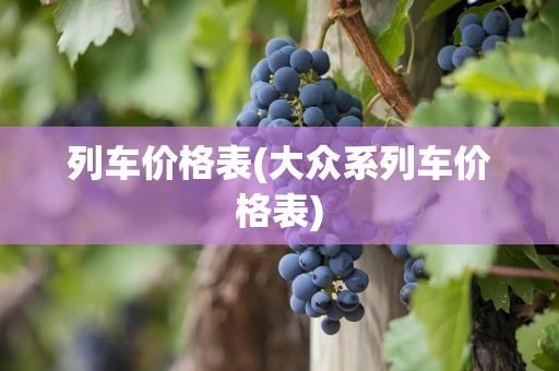 列车价格表(大众系列车价格表)