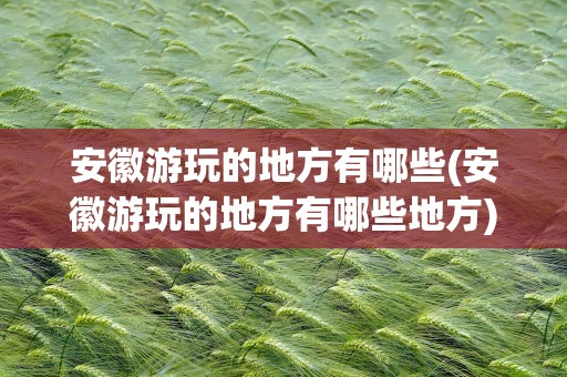 安徽游玩的地方有哪些(安徽游玩的地方有哪些地方)