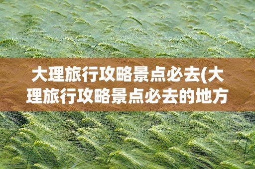 大理旅行攻略景点必去(大理旅行攻略景点必去的地方)