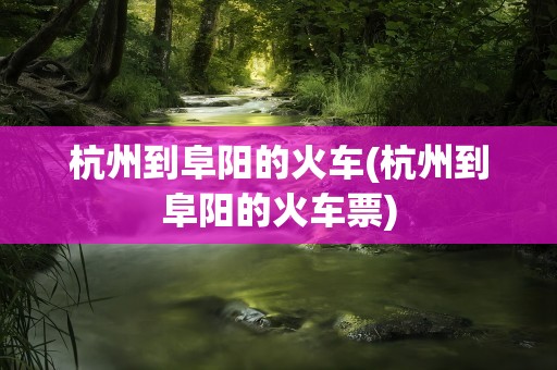 杭州到阜阳的火车(杭州到阜阳的火车票)