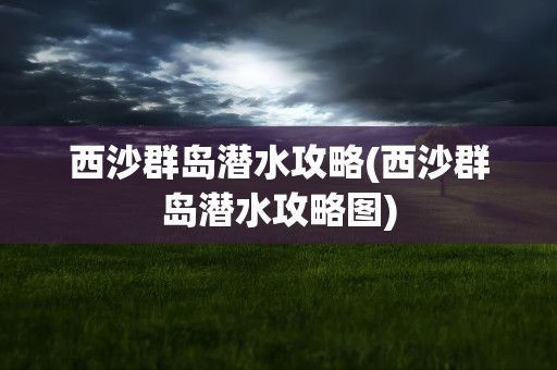 西沙群岛潜水攻略(西沙群岛潜水攻略图)