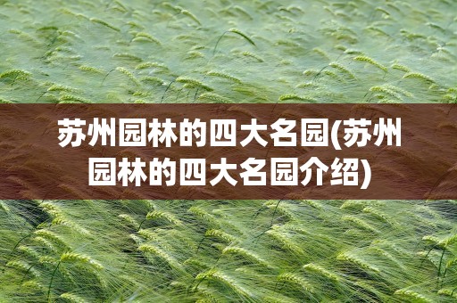 苏州园林的四大名园(苏州园林的四大名园介绍)