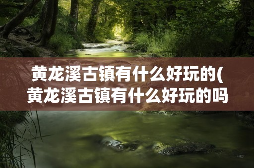 黄龙溪古镇有什么好玩的(黄龙溪古镇有什么好玩的吗)