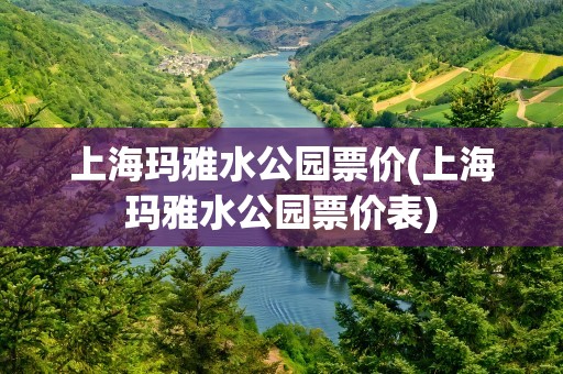 上海玛雅水公园票价(上海玛雅水公园票价表)