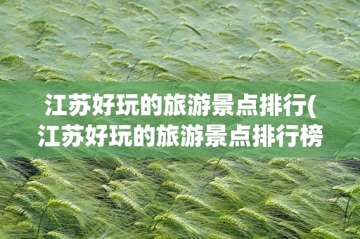 江苏好玩的旅游景点排行(江苏好玩的旅游景点排行榜)