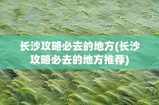 长沙攻略必去的地方(长沙攻略必去的地方推荐)