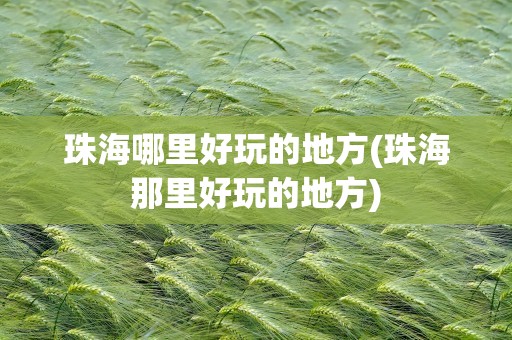 珠海哪里好玩的地方(珠海那里好玩的地方)