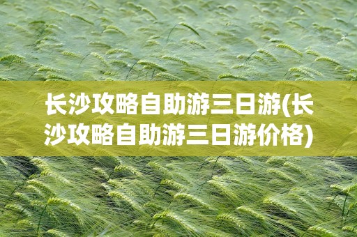 长沙攻略自助游三日游(长沙攻略自助游三日游价格)