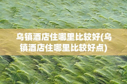乌镇酒店住哪里比较好(乌镇酒店住哪里比较好点)