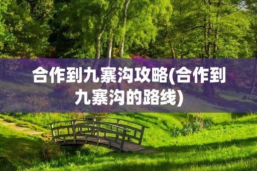 合作到九寨沟攻略(合作到九寨沟的路线)