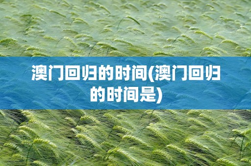 澳门回归的时间(澳门回归的时间是)