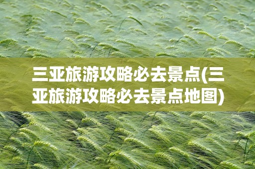 三亚旅游攻略必去景点(三亚旅游攻略必去景点地图)