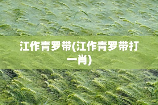 江作青罗带(江作青罗带打一肖)
