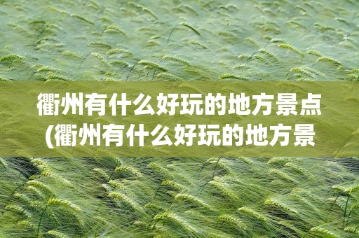 衢州有什么好玩的地方景点(衢州有什么好玩的地方景点推荐)