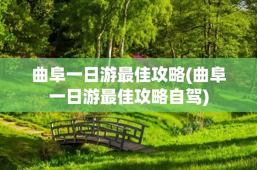 曲阜一日游最佳攻略(曲阜一日游最佳攻略自驾)