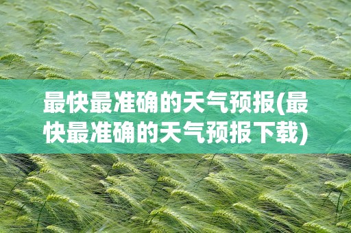 最快最准确的天气预报(最快最准确的天气预报下载)