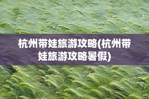 杭州带娃旅游攻略(杭州带娃旅游攻略暑假)