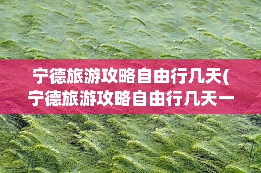 宁德旅游攻略自由行几天(宁德旅游攻略自由行几天一次)