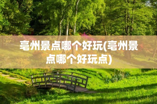 亳州景点哪个好玩(亳州景点哪个好玩点)