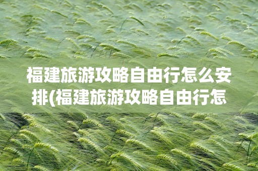 福建旅游攻略自由行怎么安排(福建旅游攻略自由行怎么安排时间)