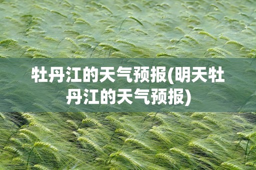 牡丹江的天气预报(明天牡丹江的天气预报)