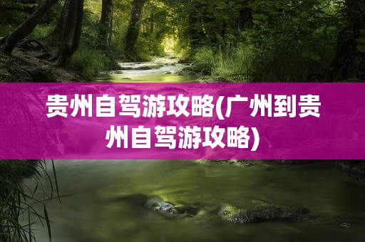 贵州自驾游攻略(广州到贵州自驾游攻略)