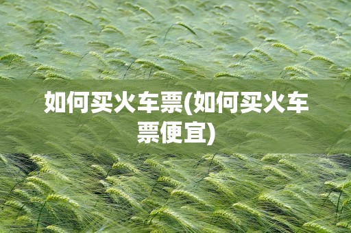 如何买火车票(如何买火车票便宜)