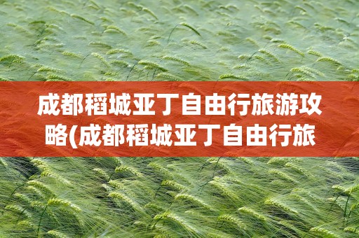 成都稻城亚丁自由行旅游攻略(成都稻城亚丁自由行旅游攻略成)