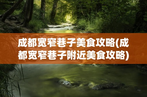 成都宽窄巷子美食攻略(成都宽窄巷子附近美食攻略)