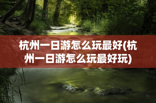 杭州一日游怎么玩最好(杭州一日游怎么玩最好玩)