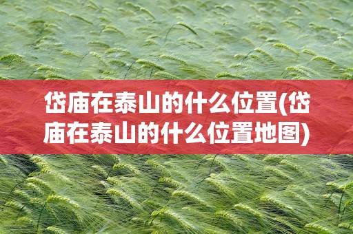 岱庙在泰山的什么位置(岱庙在泰山的什么位置地图)