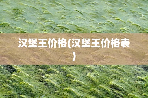 汉堡王价格(汉堡王价格表)