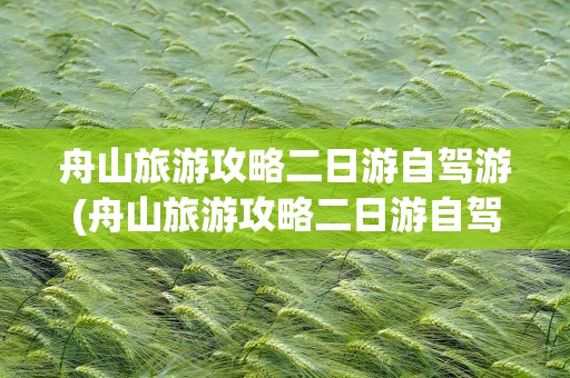 舟山旅游攻略二日游自驾游(舟山旅游攻略二日游自驾游路线)