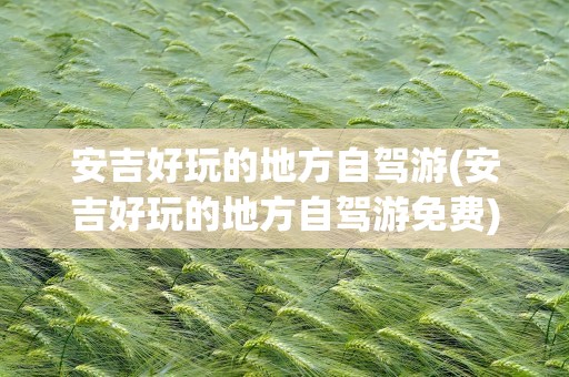 安吉好玩的地方自驾游(安吉好玩的地方自驾游免费)