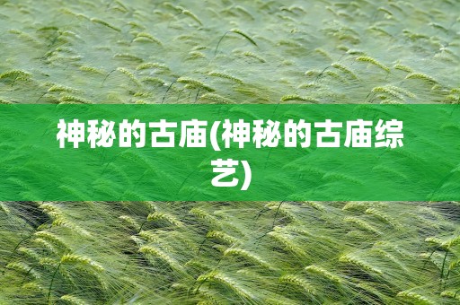 神秘的古庙(神秘的古庙综艺)