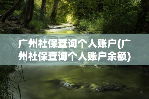 广州社保查询个人账户(广州社保查询个人账户余额)