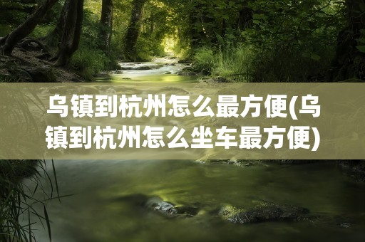 乌镇到杭州怎么最方便(乌镇到杭州怎么坐车最方便)