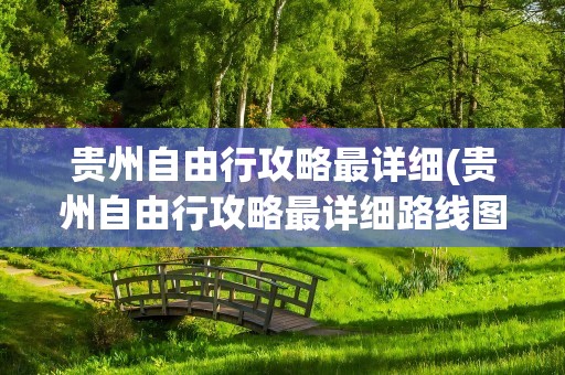 贵州自由行攻略最详细(贵州自由行攻略最详细路线图)
