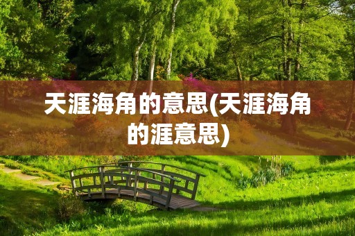 天涯海角的意思(天涯海角的涯意思)