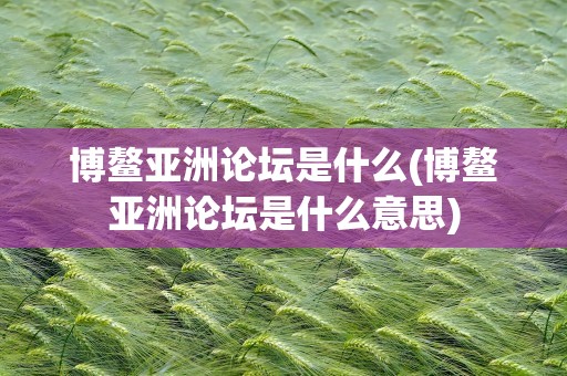 博鳌亚洲论坛是什么(博鳌亚洲论坛是什么意思)