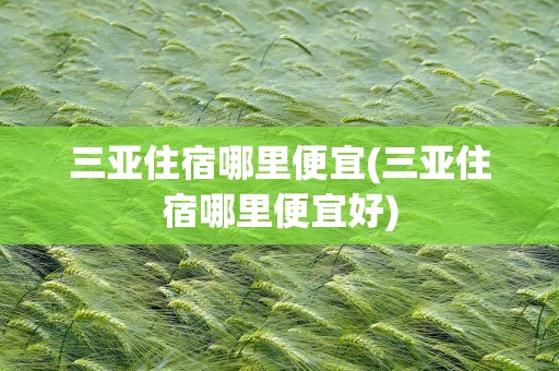 三亚住宿哪里便宜(三亚住宿哪里便宜好)