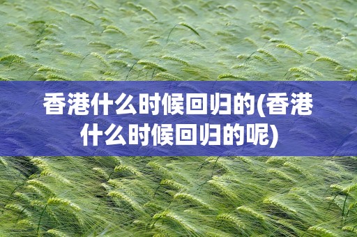 香港什么时候回归的(香港什么时候回归的呢)