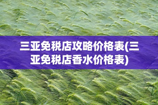 三亚免税店攻略价格表(三亚免税店香水价格表)